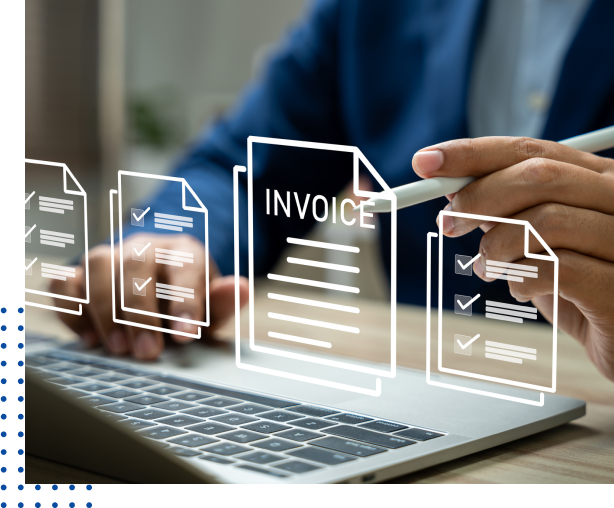 Person reviewing digital invoices on laptop.